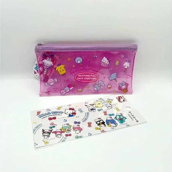 Sanrio Characters Sticker Sheet‎ + Zip Bag 2 Pcs Set NEW - Picture 1 of 2